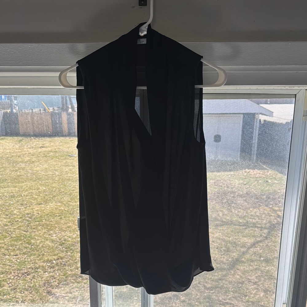 Black Sleeveless Drape Top